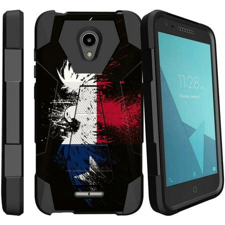 Alcatel Raven LTE / IdealXcite Hybrid Kickstand Case [Hybrid Case w/ Custom Printed Design Artwork] Dual-Layer Design Case w/ Built-in Kickstand for IdealXcite Phone - Texas Eagle (Best Custom Phone Case)