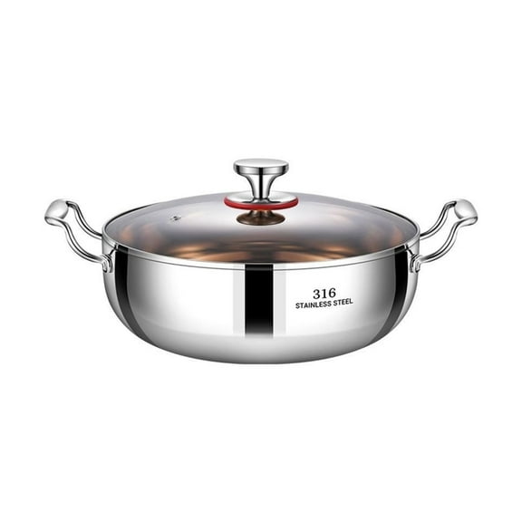 Stainless Steel 316 Soup Pot with Lid - Thickened Dual Handle Hot Pot for Induction Cooker, Gas & Electric Stove, Home Kitchen Cooking Pot for Stewing, Boiling & Serving