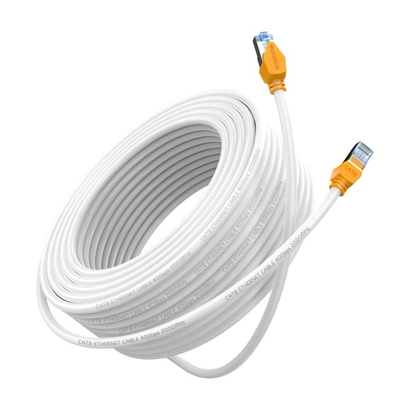 MUKSIRON Cat 8 Ethernet Cable 40ft Outdoor&Indoor High Speed 26AWG Cat8 LAN Network Cable 40Gbps 2000Mhz with Gold Plated RJ45 Connector Heavy Duty Weatherproof UV Resistant for Router/Gaming