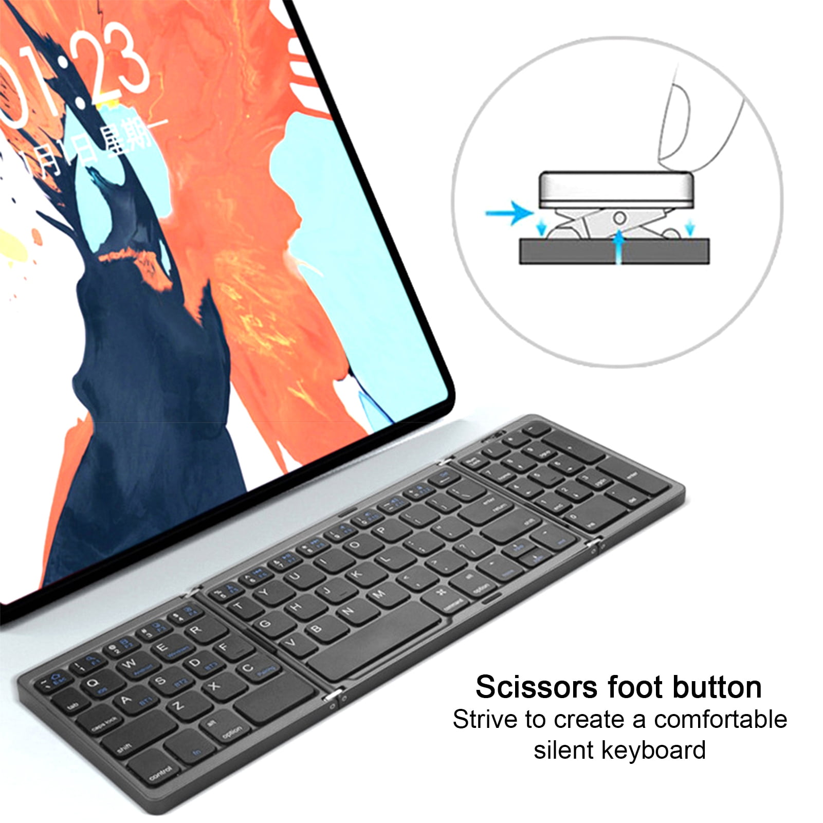 Chicmine Foldable Keyboard Portable Bluetooth Keyboard Laptop Wireless