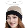 thumbnail image 7 of Naierhg Beanie Autumn Winter Women Warm Knitting Hat Contrast Color Splicing Design Ear Protection Pile Hat Knitting Beanie Hat StreetwearBlack, 7 of 7