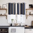 thumbnail image 2 of Blue and Brown Geometric Stripe Pattern Kitchen Curtains Small Short 39 Inch Length, Grommet Top Bedroom Living Room Curtains, Light Filtering Cafe Curtain Drapes 2 Panels Set 55''x39'', 2 of 9