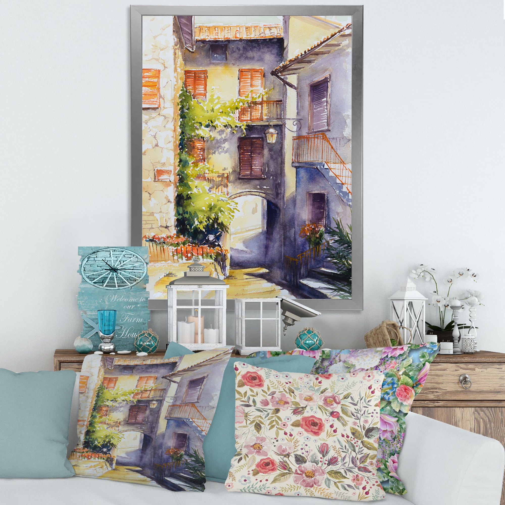 Designart 'Idyllic and Rustic Italian VIllage' Country Framed Art Print