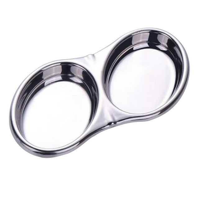 GUOOL Metal Seasoning Plate Condiment Tasting Tapas Dish Appetizer Plate 2-Oval Double Oval