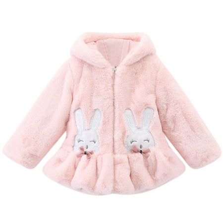 

Dadaria Toddler Sweater 6-24Months Toddler Girls Solid Color Thicken Plush Cute Flowers Rabbit Ears Winter Hoodie Thick Coat Cloak Pink 6-9 Months Toddler