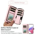 thumbnail image 3 of Compatible with Samsung Galaxy A53 5G Wallet Phone Case Tempered Glass Screen Protector Bling Glitter Crossbody Lanyard Strap Flip Zipper Purse Card Holder Cell Cover for A 53 53A SM A536U Women Pink, 3 of 7