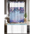 thumbnail image 6 of No Hook Cloth Fabric Shower Curtain with Snap in Liner, Purple Flowers Waterproof Shower Curtains Set with See Through Top Window, Vintage Blue Mottled Walls Pastoral Bath Curtains Shower 66"x72", 6 of 6