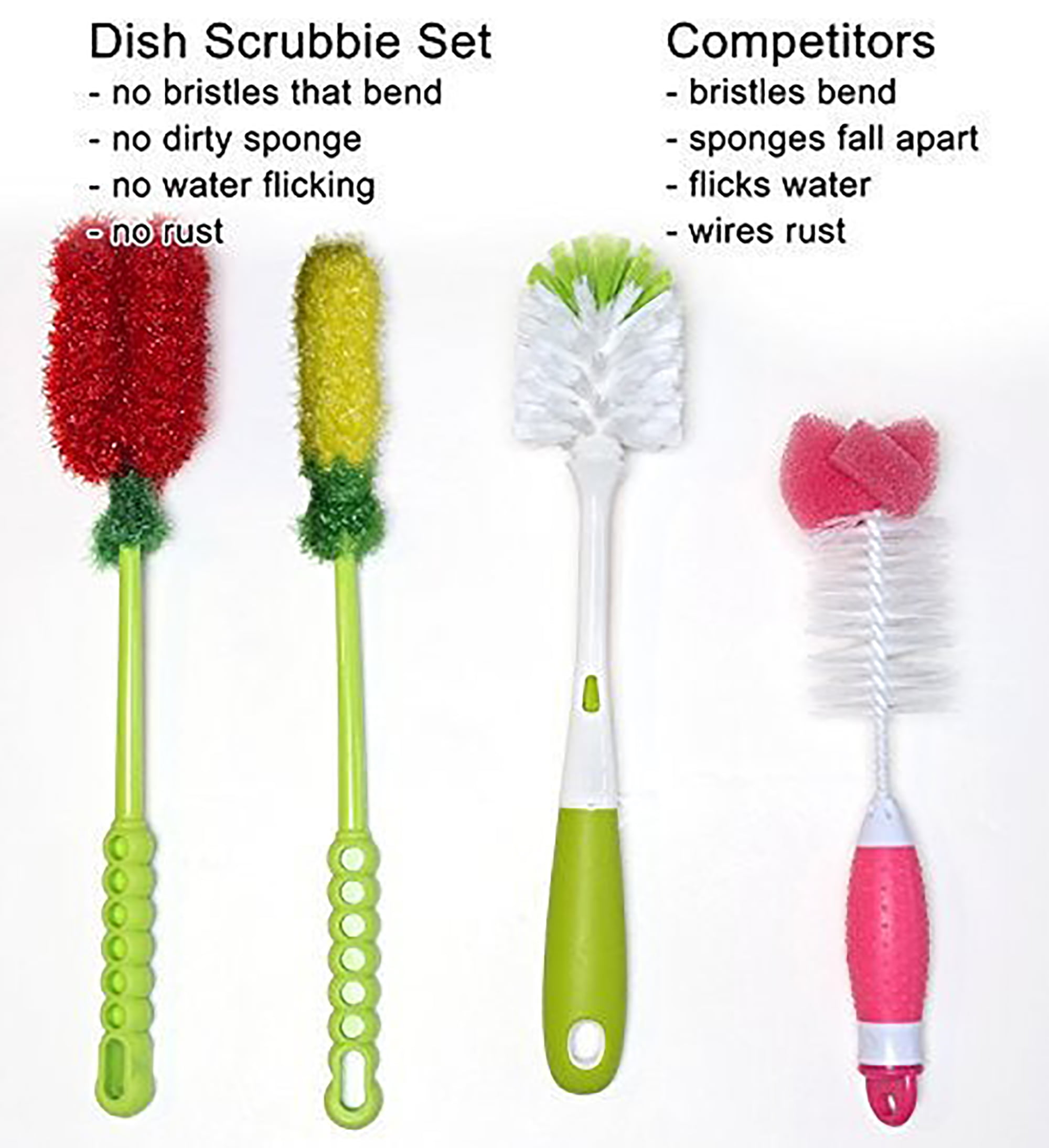 Long Bottle Brush Cleaner Set and Straw Brushes Plus Dish Scrubber for  Dishwashing (9 Pcs Set)…