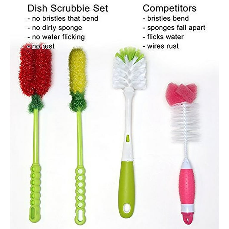 Dish Brush Set of 4 with Bottle Water Brush Dish Scrub Brush Straw