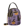 thumbnail image 7 of FORMRS Crossbody Bag for Women Quilted Travel Shoulder Cell Phone Purse with Chain Strap Handbag, Purple Halloween Black Cat, 7 of 7
