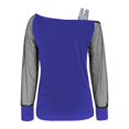 thumbnail image 4 of XIAOCHA Women's One Shoulder Tops Long Sleeve Sheer Mesh Glitter Trim Pullover Top Party Streetwear Tops, 4 of 4