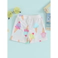 thumbnail image 4 of Qtinghua Infant Toddler Baby Boys Swim Trunks Cartoon Print Elastic Waist Shorts Beach Board Shorts Ice Cream Print 12-18 Months, 4 of 8