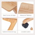 thumbnail image 5 of TV Tray Table with Casters, Solid Wood End Table for Small Spaces, Removable Snack Tray for Living Room Bedroom, 5 of 7