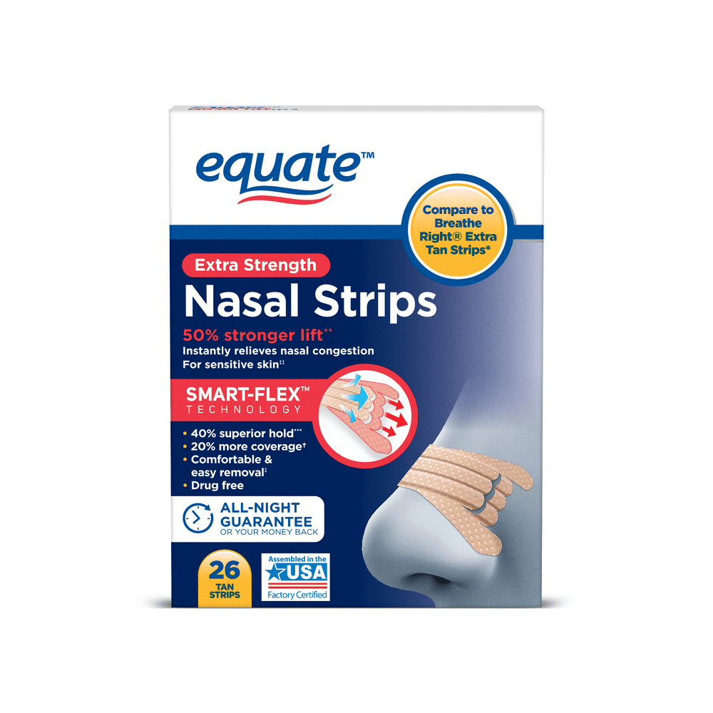 Equate Extra Strength Tan Nasal Strips, 26 Count