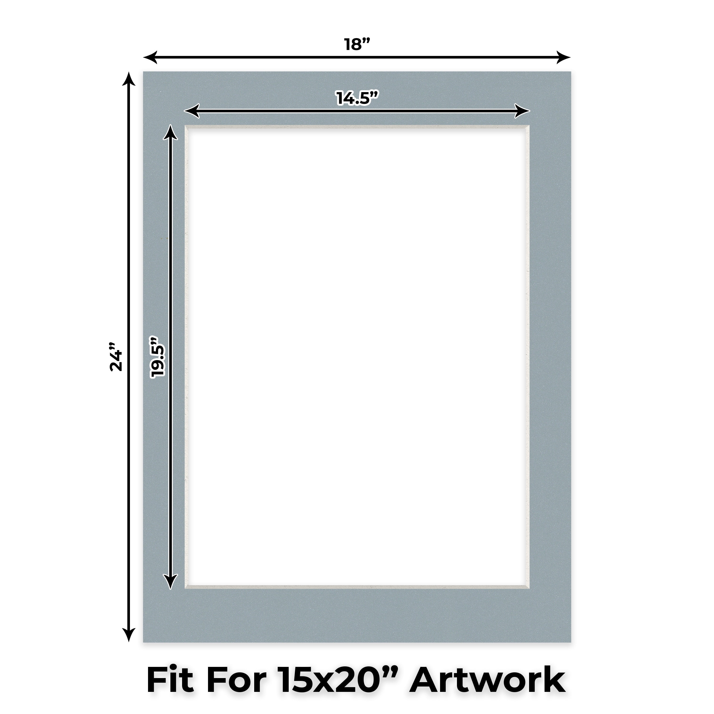 Metallic Silver Picture Frame Mat for 18x24 Frames - Fits 15x20 Photos - 25 Mats