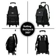 thumbnail image 4 of IvyH Rolling Backpack, 18" Lightweight Wheeled Backpack 6 Wheels Unisex Large Luggage Backpacks,Black, 4 of 6