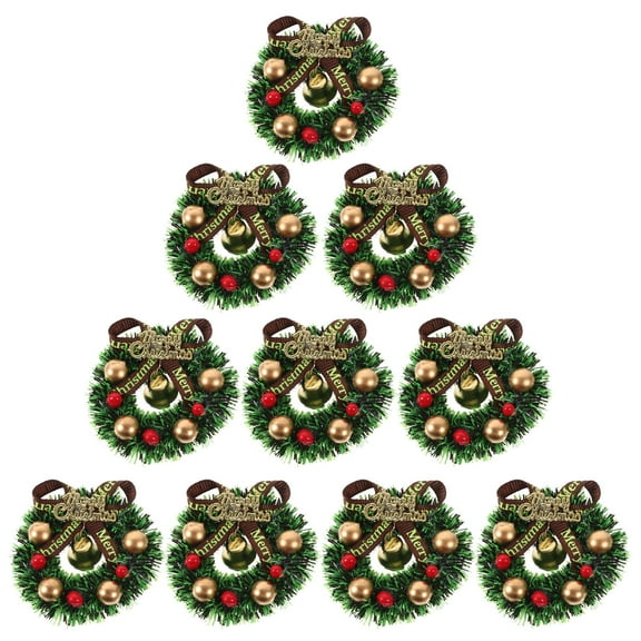 AURARMLET  10pcs Small Wreaths Bright Colors Mini Christmas Craft Supplies for Tree Hanging