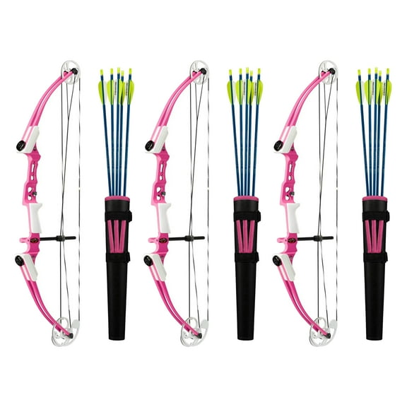 Genesis Archery Mini Compound Bow Archery Right Hand Set, Pink (3 Pack)