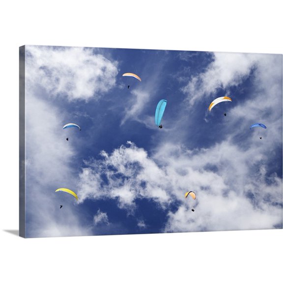 Great BIG Canvas | "Paragliders near Wanaka, South Island, New Zealand" Canvas Wall Art - 36x24