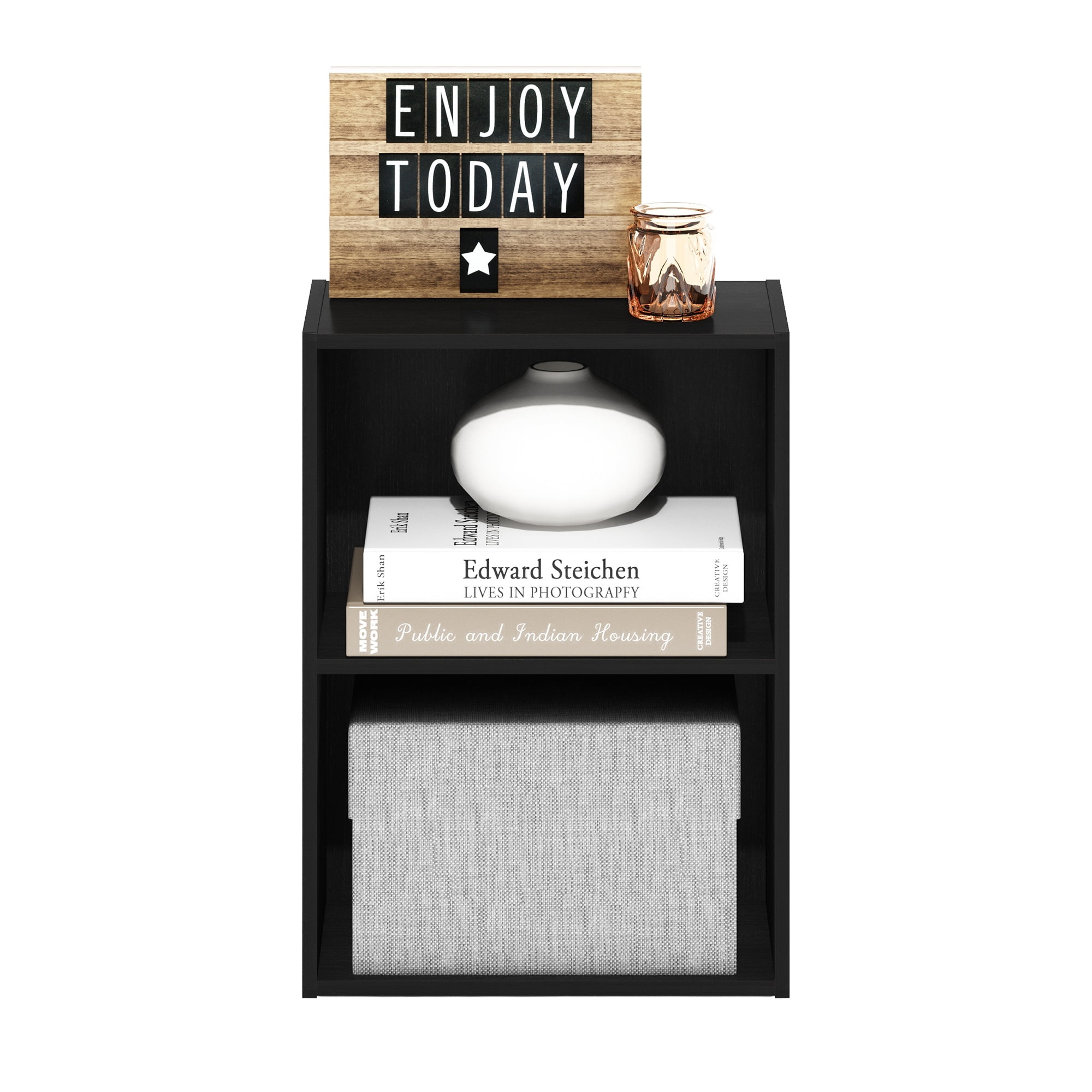Furinno Luder 2-Tier Open Shelf Bookcase, Blackwood