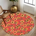 thumbnail image 2 of Round Rugs 5Ft, Yellow Sunflower Round Area Rug Washable Indoor Throw Carpet, Vintage Floral Garden Pastoral Botanical Soft Non Slip Circle Rug for Cabinet Bathroom Home Decor Aesthetic, 2 of 8