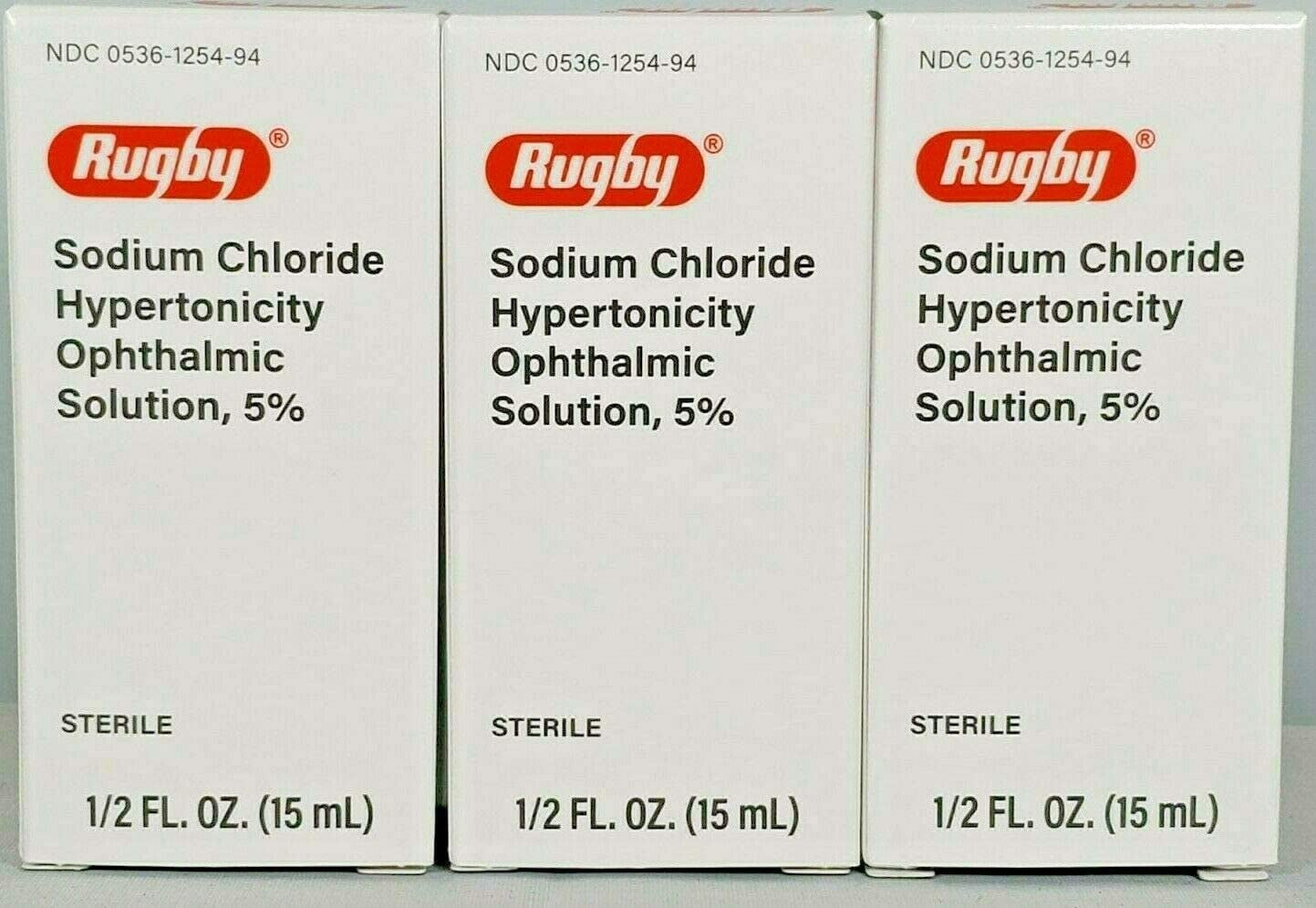 (3 PACK) Rugby Sodium Chloride Ophthalmic Solution Eye Drops 5 15mL
