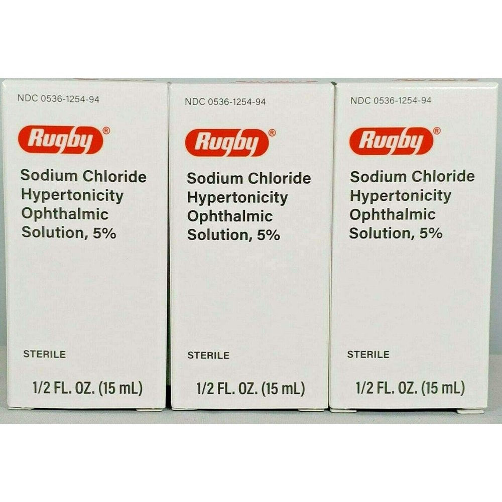 (3 PACK) Rugby Sodium Chloride Ophthalmic Solution Eye Drops 5 15mL
