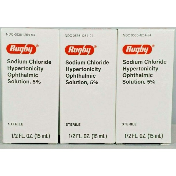 (3 PACK) Rugby Sodium Chloride Ophthalmic Solution Eye Drops 5 15mL