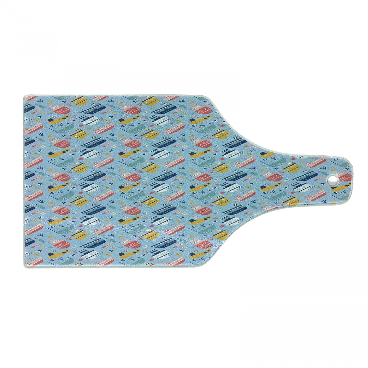 Marine Cutting Board, Colorful Pastel Various Sailboats Pattern