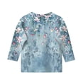 thumbnail image 4 of Drmagiyhm 3/4 Sleeve Shirt for Girls Size 10-12 Cute Floral Print Tshirts Casual Fall Winter Crewneck Shirt Little Girl Tops, Tees & Blouses 7-8 Years Blue, 4 of 5