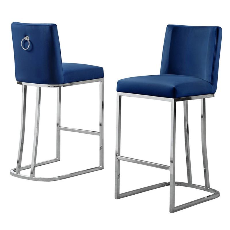 blue velvet counter height chairs