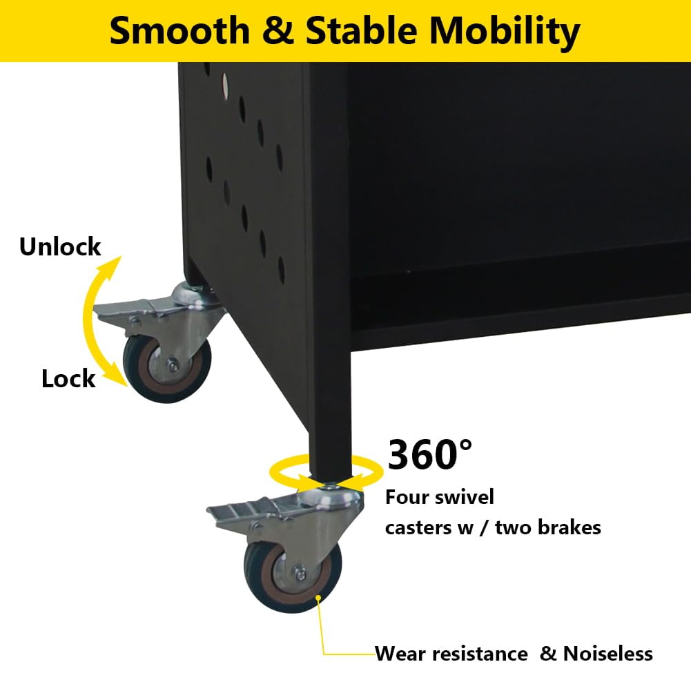 V-Shaped Book Cart,200 Lbs Library Cart with 4