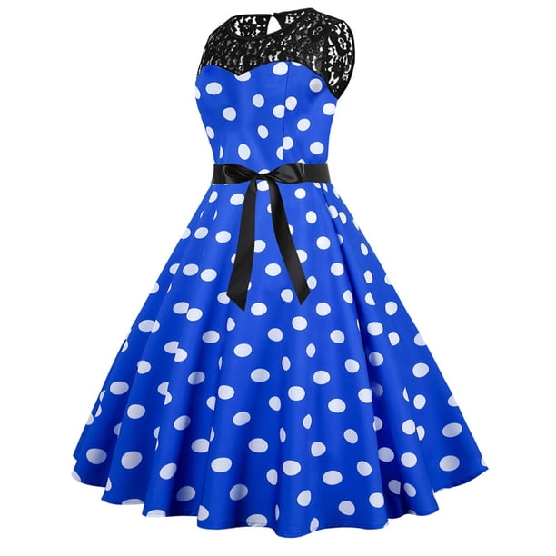 Vestidos para mujer Vestidos casuales Moda Encaje A Line Flare Vestido vintage Prom Swing Sin mangas Vestido de fiesta estampado Odeerbi ODB-5