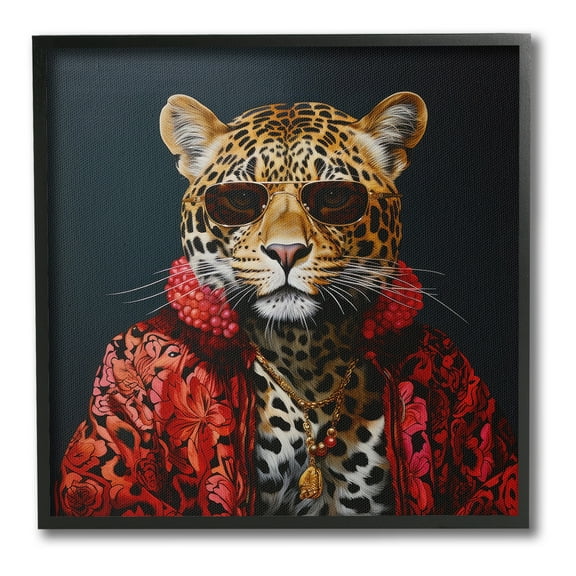Stupell Industries Trendy Leopard Fashion Animals & Insects Painting Black Framed Art Print Wall Art, 12 x 12