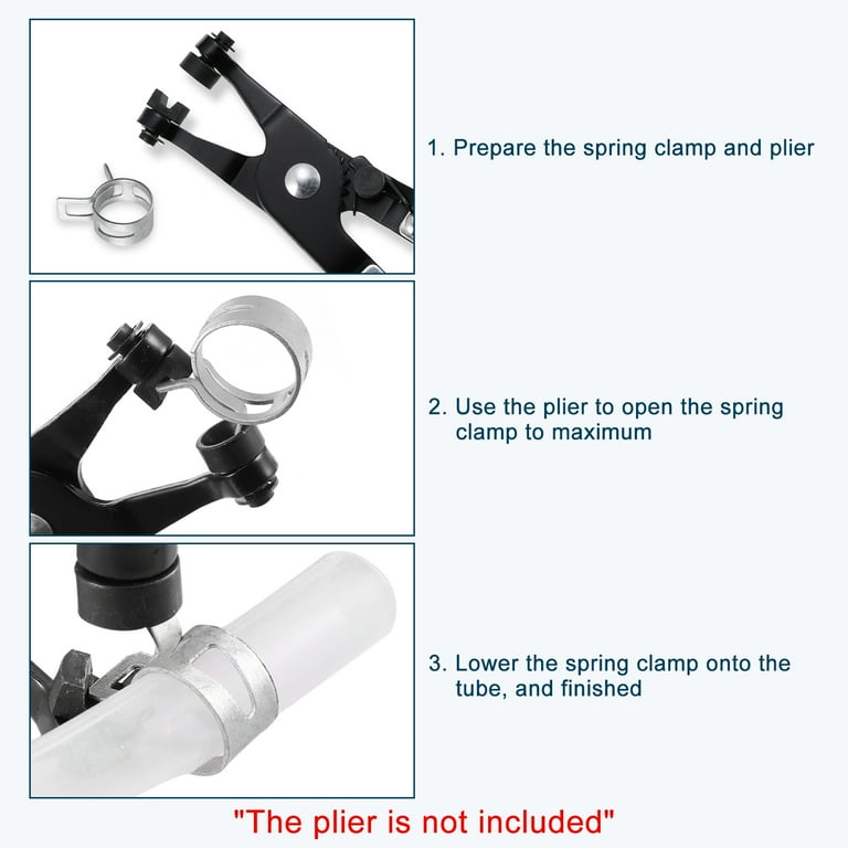 50 Pcs Spring Band Clamps 6mm (1/4 Inch) - Black Manganese Steel Hose Clips For Fuel & Silicone Lines