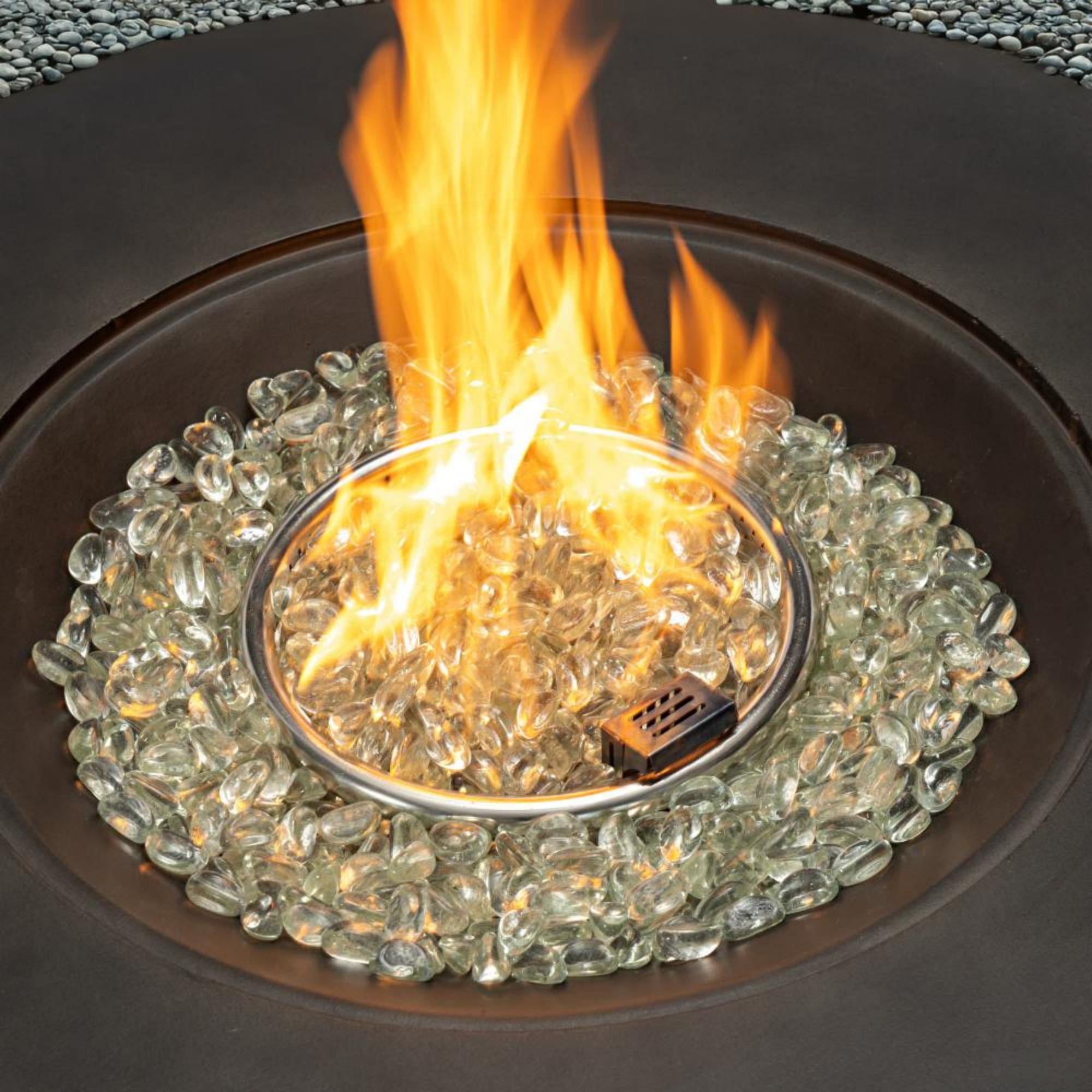 36" Propane Gas Fire Pit Table, 50,000 BTU Round Outdoor Concrete Fire Pit with Stainless Steel Burner, Pulse Ignition, Hidden Tank Storage & Lid, Optional Natural Gas Conversion for Patio, Garden