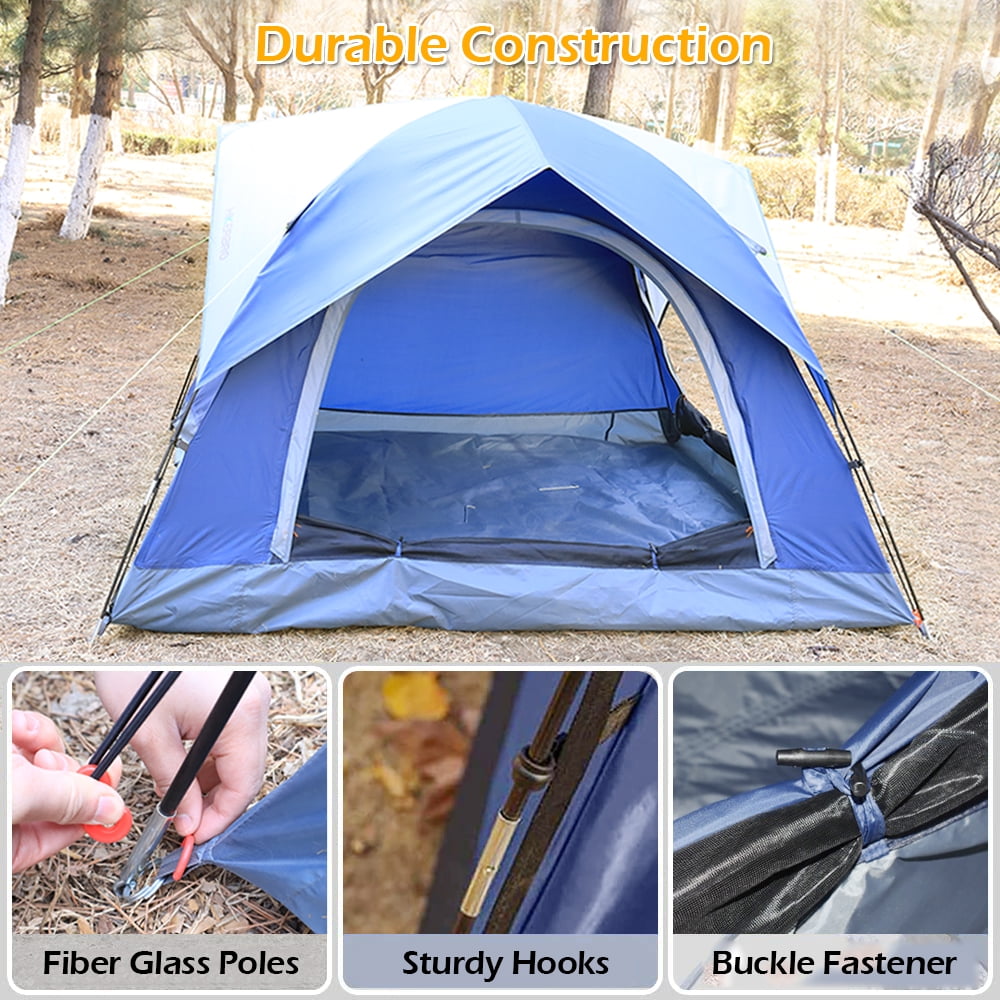 IC ICLOVER 2-3 Person Camping Tent, Waterproof Double Layer Dome Tent with 2 Doors & 2 Large Mesh Windows for Hiking Trave