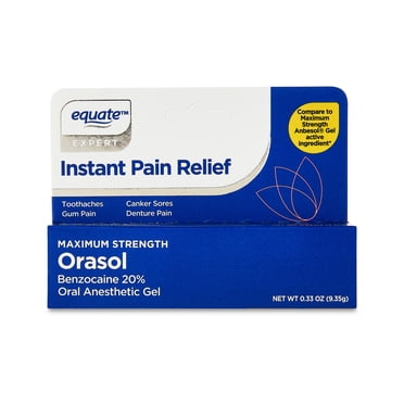 Equate Maximum Strength Orasol Oral Anesthetic Gel with 20% Benzocaine, 0.33 oz, Compare to Maximum Strength Anbesol® Gel Active Ingredient