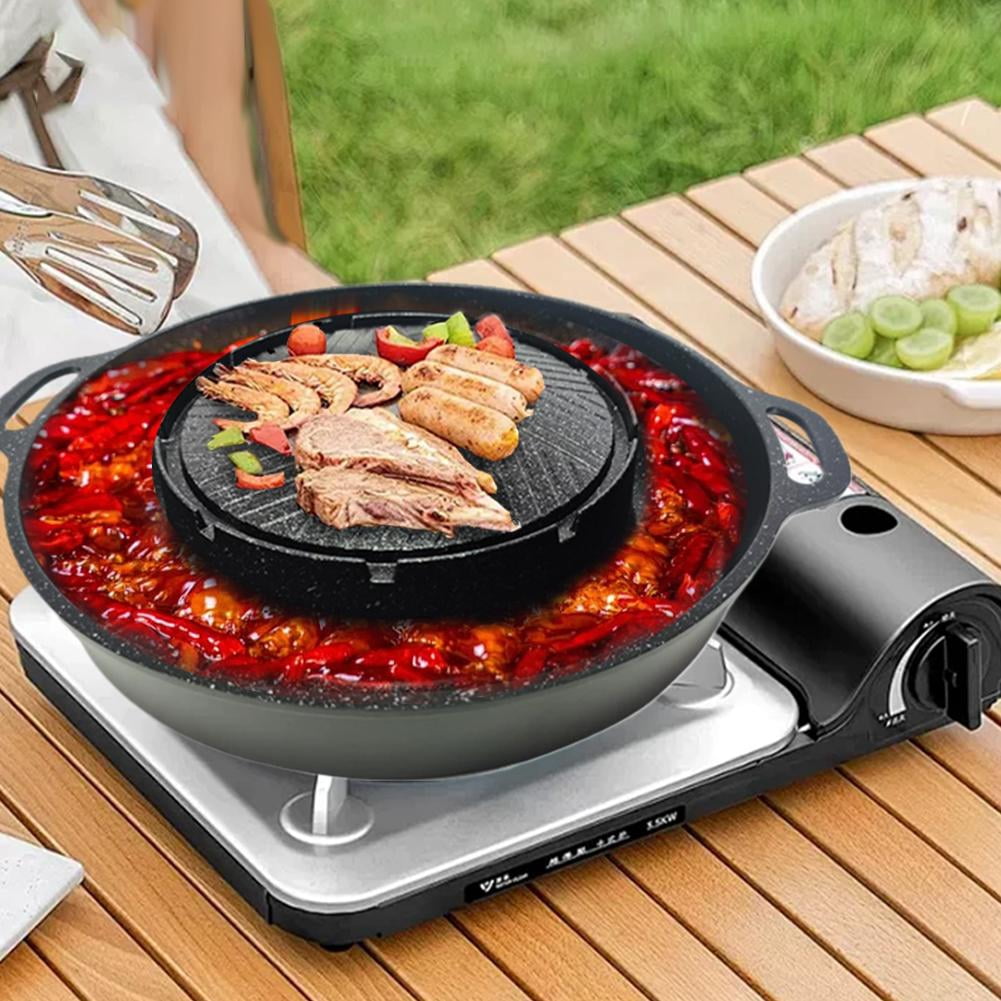 Aluminum Griddle Pans and BBQ Stoves with Two-in-One Design for Party and Outdoor Use, Portable and Multi-Heat Source Compatible
