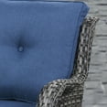 thumbnail image 3 of POCASSY 3 Piece Patio Set Outdoor Wicker Glider Rocking and Swivel Chairs with Side Table and Cushions - Patio Wicker Bistro Furniture Set, Gray Rattan & Blue Cushion, 3 of 9