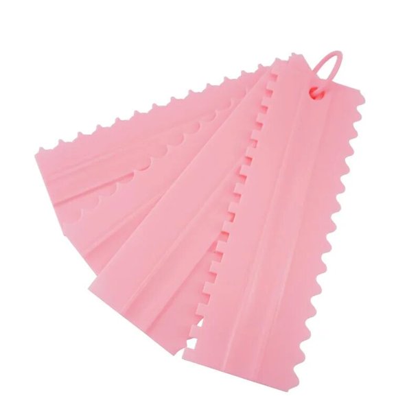 Raspador de pastel de dientes de doble cara de plástico, patrón de crema, herramientas para hornear DIY, accesorios para hornear, 4 piezas por juego