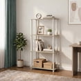 thumbnail image 2 of Furinno Turn-N-Tube Toolless Assembly Storage Shelves, 4-Tier Oak Book Shelf, Open Storage Booshelf, for Organization and Storage, Living Room, Home Office, Bedroom, Light Oak, 2 of 4