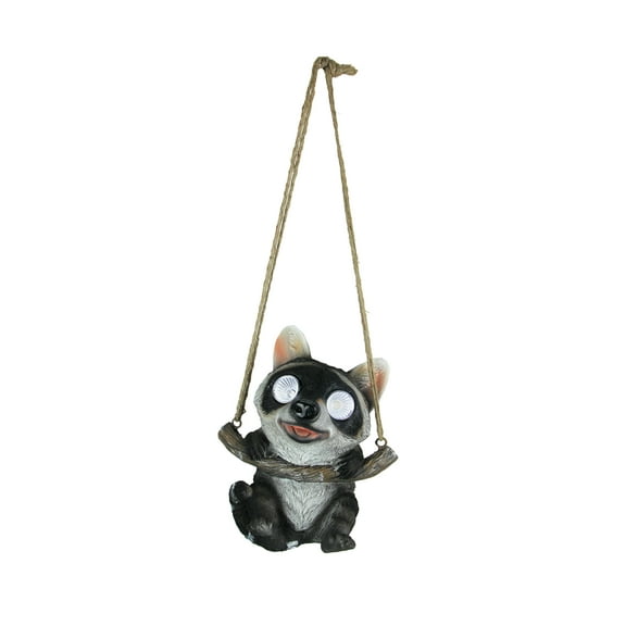 Mayrich Resin Hanging Raccoon Garden Statue Solar LED Eye Lights