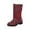Red, variant on Fesfesfes Faux-Leather Boots for Women Shoes Fashion Belt Buckle Solid Color Anti-skid Mid Heels Casual Warm Wear-resistant Slip-on Fleece Cowgirl 10(44)