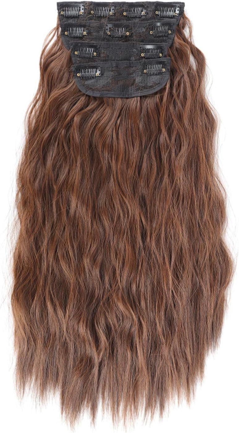 Aorsher Clip in Hair Extensions Thick Long Wavy Hair Extensions Upgrade Soft Lace Weft Layered Hair Extensions 20Inch 4PCS Ash Blonde Full Head Hairpiece