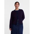 thumbnail image 2 of Scenario Women's Crewneck Cardigan with Patch Pockets, Lightweight, Sizes XS-XXXL, 2 of 6