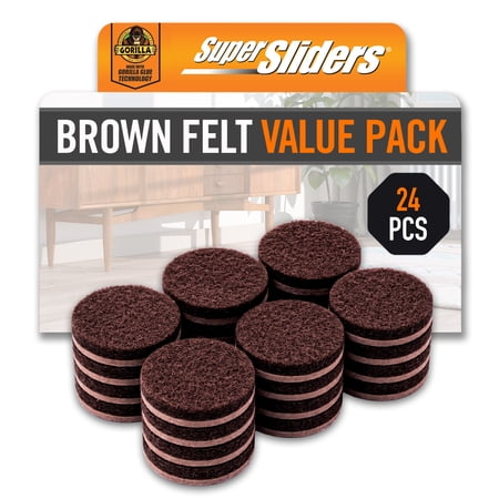 Super Sliders 1.5 Inch Round Felt Pads Brown 24 Pack