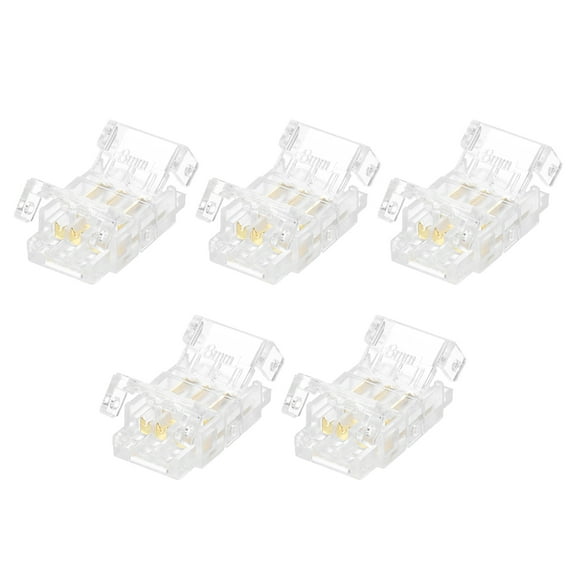 5 Pcs LED Strip Connector 3 Pin 8mm LED Connectors for Strip Lights Transparent Solderless LED Light Adapter Connector