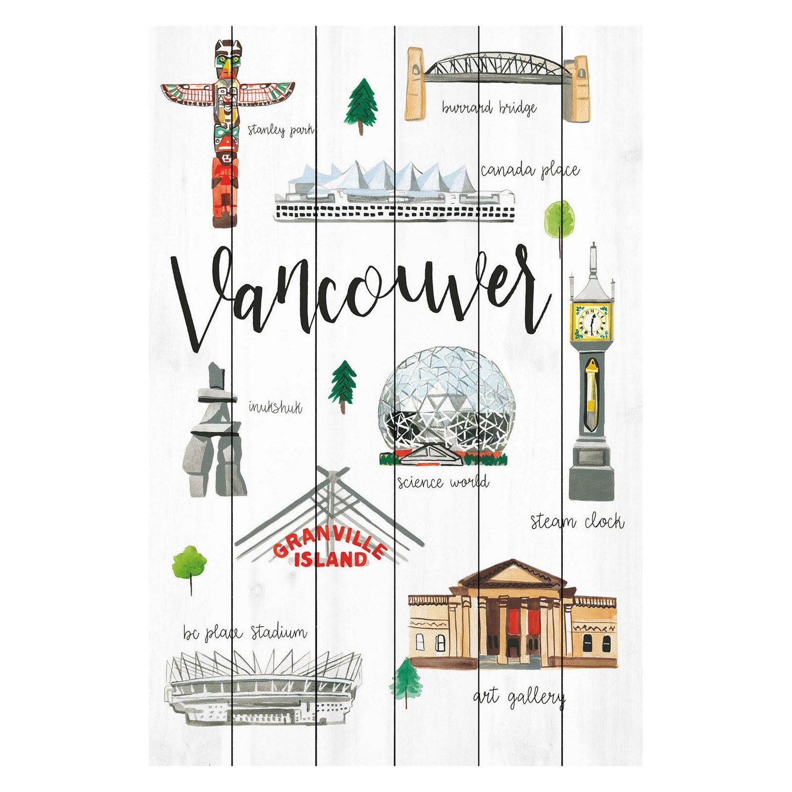 Marmont Hill "Vancouver Life" By Molly Rosner Painting Art Print On White Wood, 30.0" x 1.5"