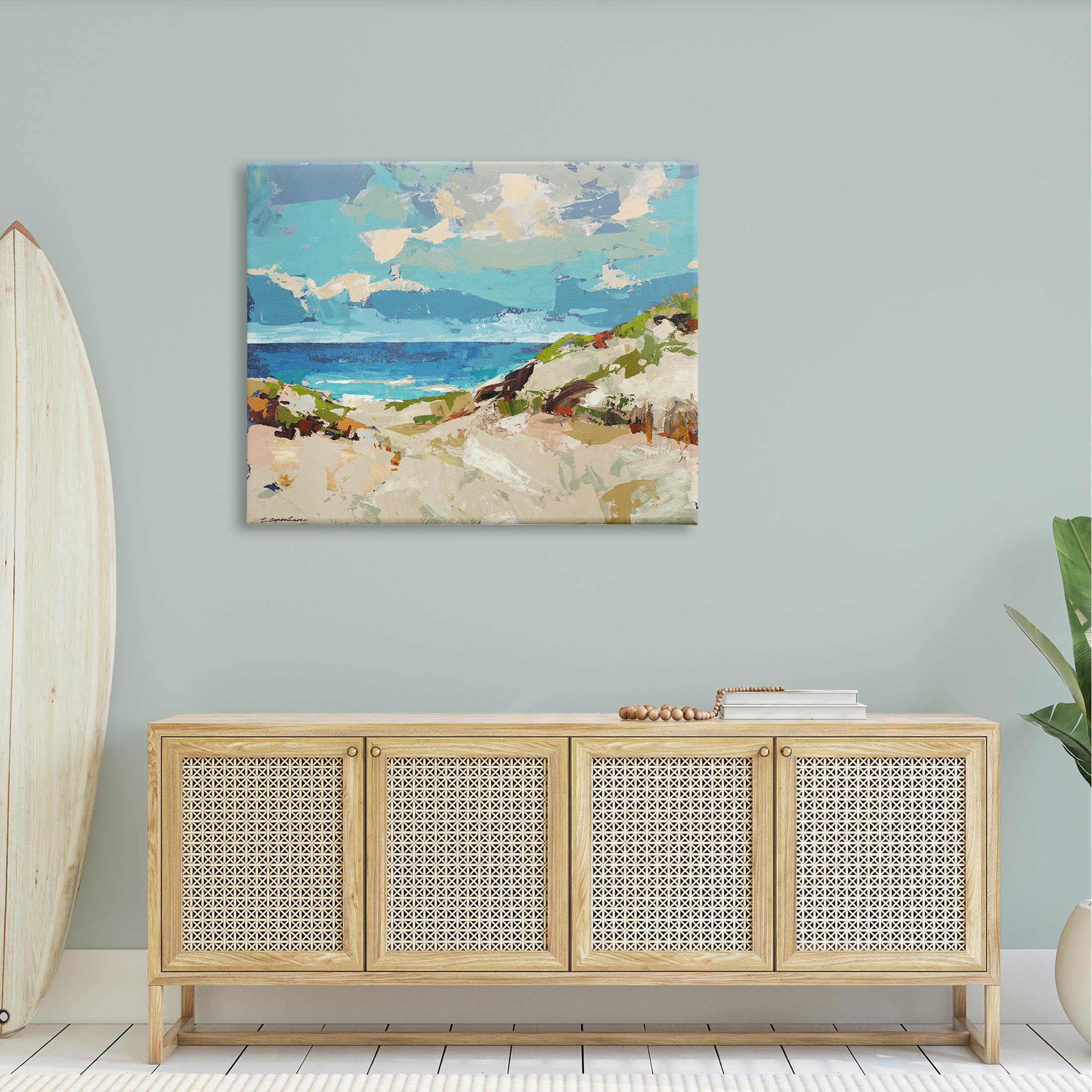 Abstract Beach Sky Landscape Landscape Painting Gallery Wrapped Canvas Print Wall Art